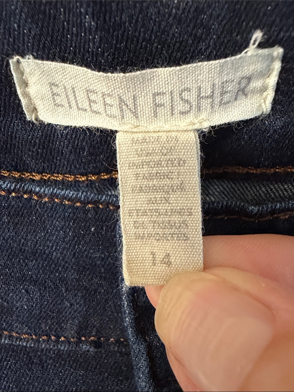 Eileen Fisher Cotton Stretch Denim Slim Jean classic 5 pocket jeans women’s 14 - Picture 5 of 14